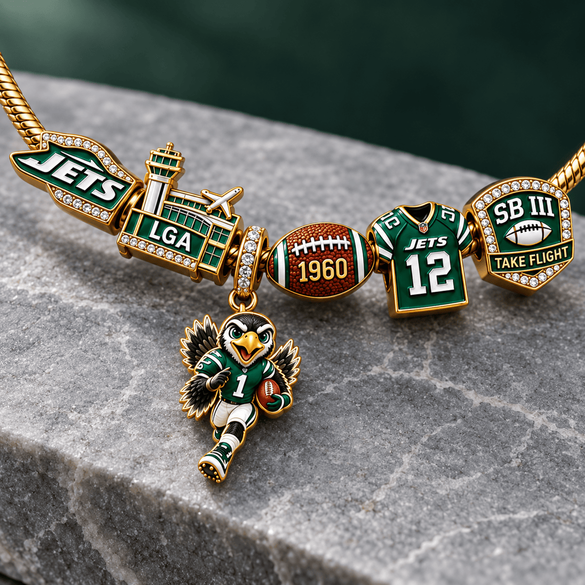 NYJ Silver Charm Bracelet Set NTVA