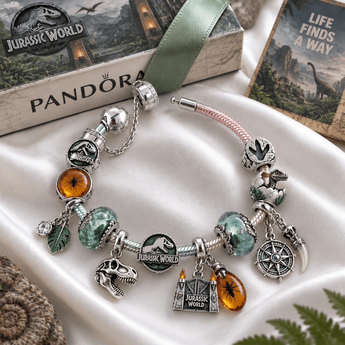 JRSW Silver Charm Bracelet Set PTKL